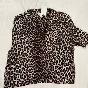Leopard Print Button-Up Shirt